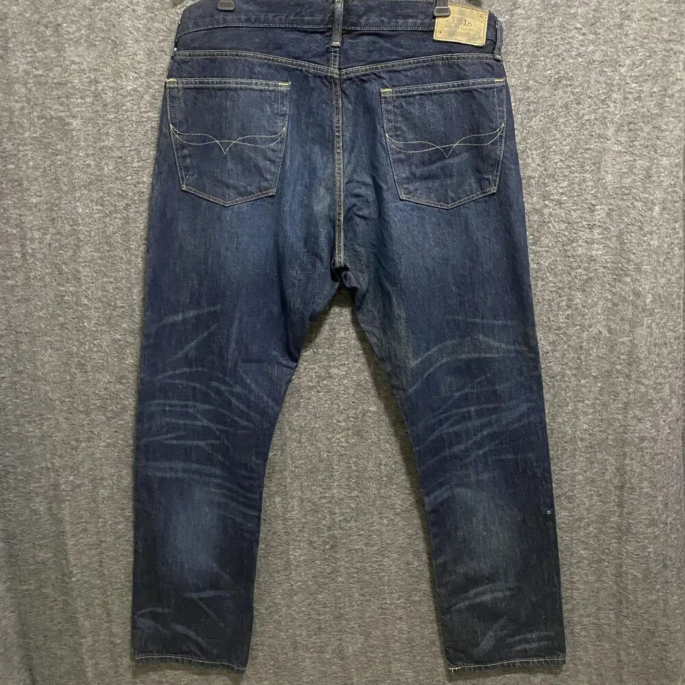 Polo Ralph Lauren Hampton Relaxed Straight Jeans Mens 36x34 Blue Dark Wash Denim
